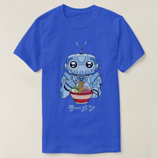 Cyborg Robot Ramen Noodles Cyber Ästhetik T-Shirt (Design vorne)