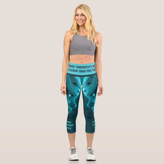 CYBORG ROBOTIC HEAD CAPRI LEGGINGS (Vorderseite)