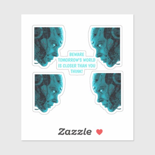 CYBORG ROBOTIC HEAD Sticker (Blatt)