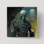 Cyborg Skeleton Futuristische Science Fiction Button (Vorderseite)