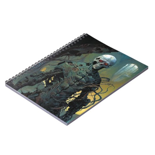 Cyborg Skeleton Futuristische Science Fiction Notizblock (Linke Seite)