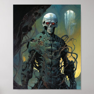 Cyborg Skeleton Futuristische Science Fiction Poster