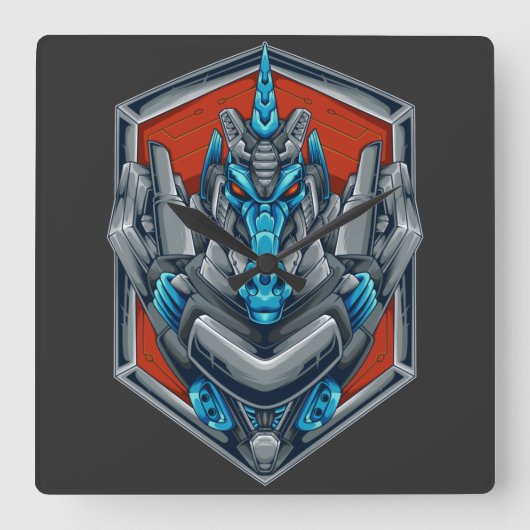 Cyborg Square Wall Clock Quadratische Wanduhr (Vorderseite)