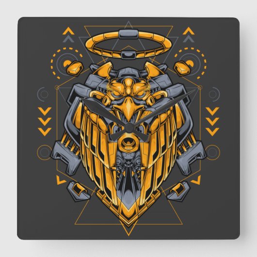 Cyborg Square Wall Clock Quadratische Wanduhr (Vorderseite)