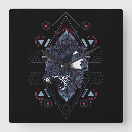 Cyborg Square Wall Clock Quadratische Wanduhr (Vorderseite)