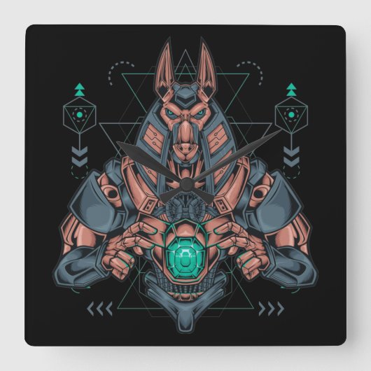 Cyborg Square Wall Clock Quadratische Wanduhr (Vorderseite)