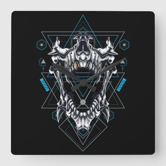 Cyborg Square Wall Clock Quadratische Wanduhr (Vorderseite)