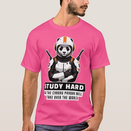 Cyborg-Tier-Panda-Zitate retro T-Shirt (Vorderseite)