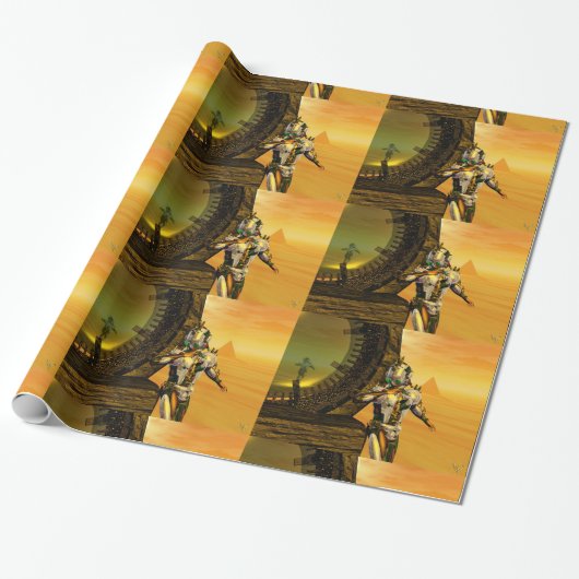 CYBORG TITAN, DESERT HYPERION Science Fiction Scif Geschenkpapier (Ungerollt)