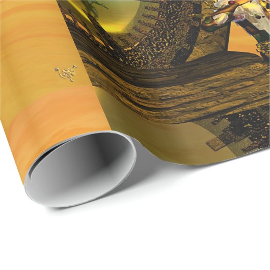 CYBORG TITAN, DESERT HYPERION Science Fiction Scif Geschenkpapier (Rolleneckpunkt)