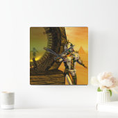 CYBORG TITAN,DESERT HYPERION Science Fiction Scifi Quadratische Wanduhr (Zuhause)