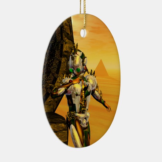 CYBORG TITAN IN HYPERION DESERT Sci-Fi Keramik Ornament (Rechts)