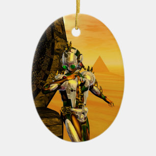 CYBORG TITAN IN HYPERION DESERT Sci-Fi Keramik Ornament