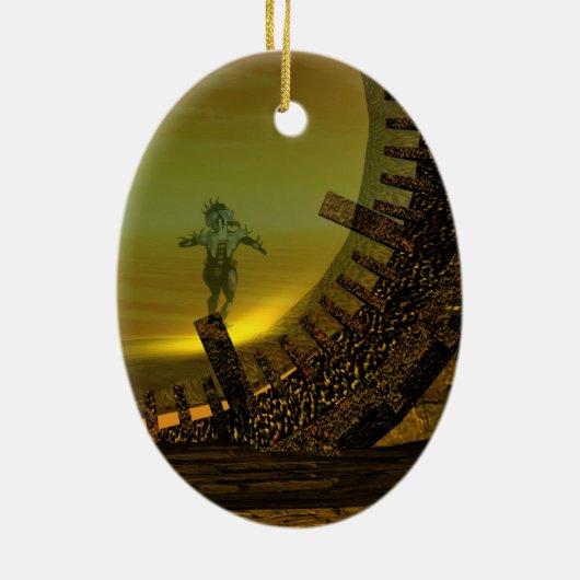 CYBORG TITAN IN HYPERION DESERT Sci-Fi Keramik Ornament (Hinten)