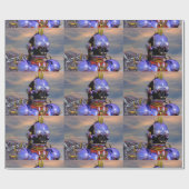 CYBORG TITAN PORTRAIT Blue Science Fiction Scifi Geschenkpapier (Flach)