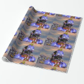 CYBORG TITAN PORTRAIT Blue Science Fiction Scifi Geschenkpapier (Ungerollt)