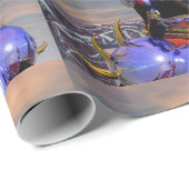 CYBORG TITAN PORTRAIT Blue Science Fiction Scifi Geschenkpapier (Rolleneckpunkt)