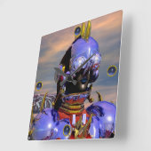 CYBORG TITAN PORTRAIT Blue Science Fiction Scifi Quadratische Wanduhr (Winkel)