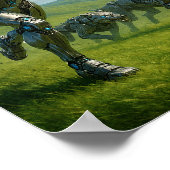 Cyborg und Roboterwölfe laufen Poster (Ecke)