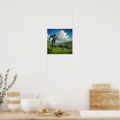 Cyborg und Roboterwölfe laufen Poster (Küche)