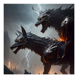 Cyborg-Wölfe des Blitzes Poster