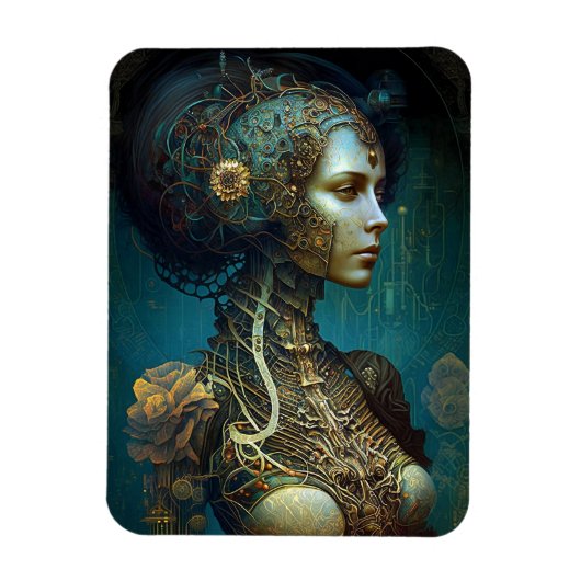 Cyborg Woman Fantasy Sci-Fi Art Magnet (Vertikal)