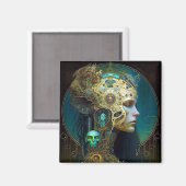 Cyborg Woman Fantasy Sci-Fi Art Magnet (Vorderseite/Rückseite)