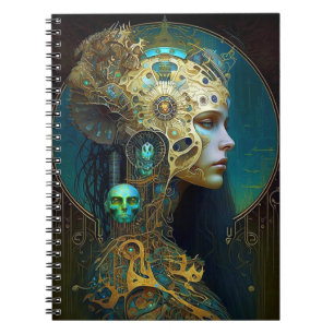 Cyborg Woman Fantasy Sci-Fi Art Notebook Notizblock