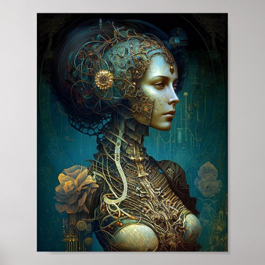 Cyborg Woman Fantasy Sci-Fi Art Poster (Vorne)