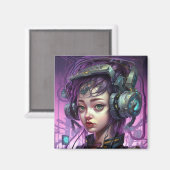 Cyborg Woman Science Fiction Magnet (Vorderseite/Rückseite)