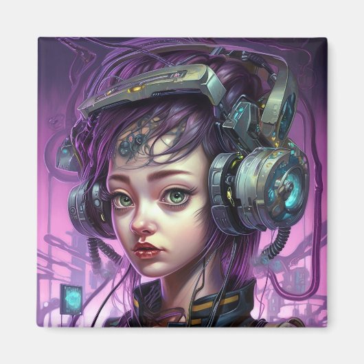 Cyborg Woman Science Fiction Magnet (Vorne)