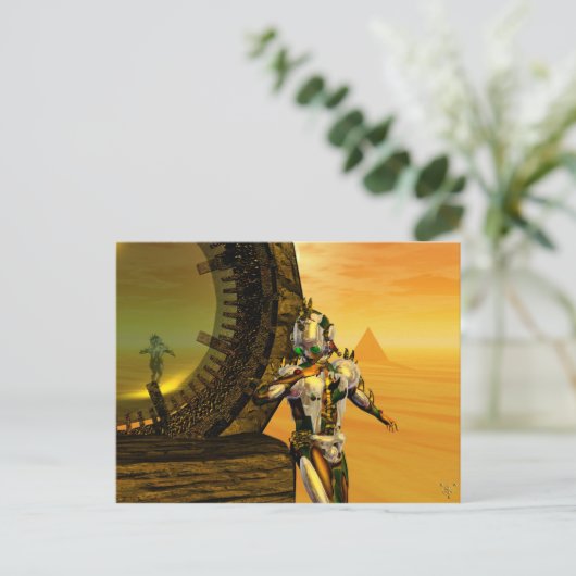 CYBORTITAN IN WÜSTE DER HYPERION-Science Fiction Postkarte (Stehend Vorderseite)