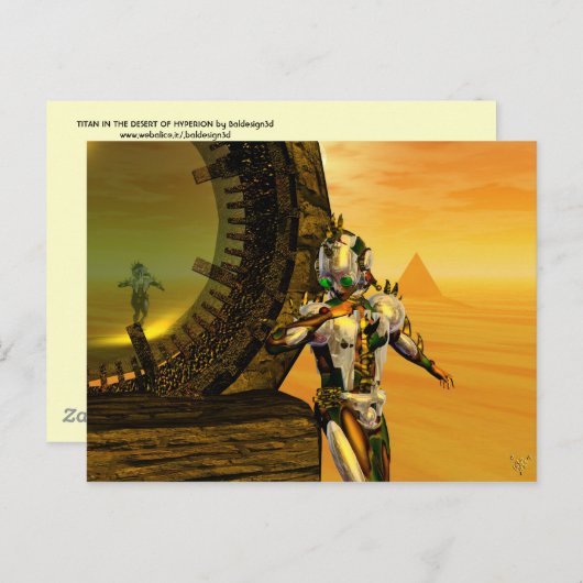 CYBORTITAN IN WÜSTE DER HYPERION-Science Fiction Postkarte (Vorne/Hinten)