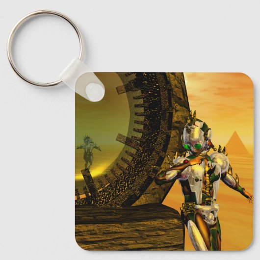 CYBORTITAN IN WÜSTE DER HYPERION-Science Fiction Schlüsselanhänger (Vorderseite)