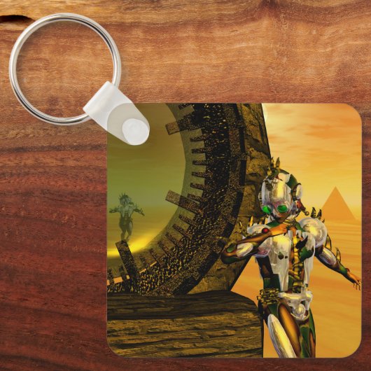 CYBORTITAN IN WÜSTE DER HYPERION-Science Fiction Schlüsselanhänger (Vorderseite)