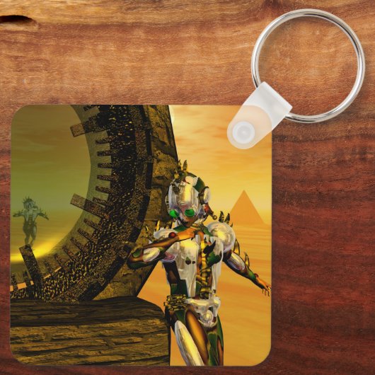 CYBORTITAN IN WÜSTE DER HYPERION-Science Fiction Schlüsselanhänger (Rückseite)