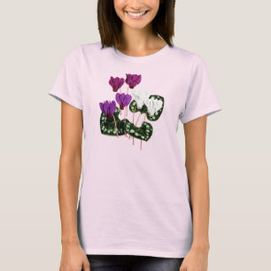 Cyclamen-Blumen Vintage Botanisches T-Shirt 1800er