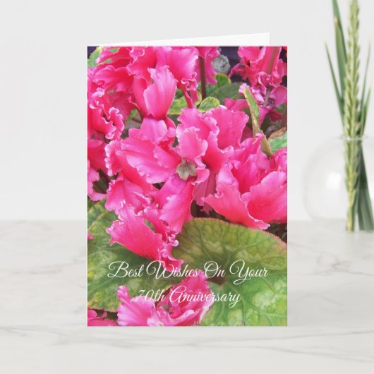 Cyclamen Personalisiert 70. Hochzeitstag Karte (Vorderseite)