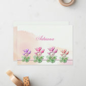 Cyclamen Pflanze Notecard Mitteilungskarte (Vorderseite/Rückseite Beispiel)