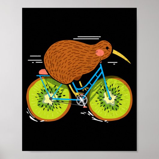 Cycle New Zealand Funny Kiwi On A Bicycle Design I Poster (Vorne)