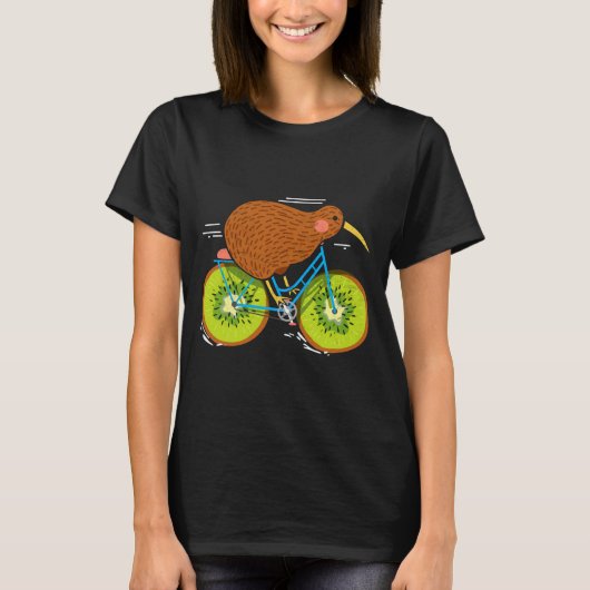 Cycle New Zealand Funny Kiwi On A Bicycle Design I T-Shirt (Vorderseite)