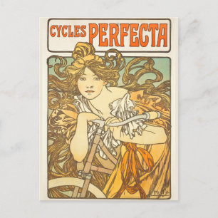 Cycle Perfecta Mucha Vintager französischer Jugend Postkarte
