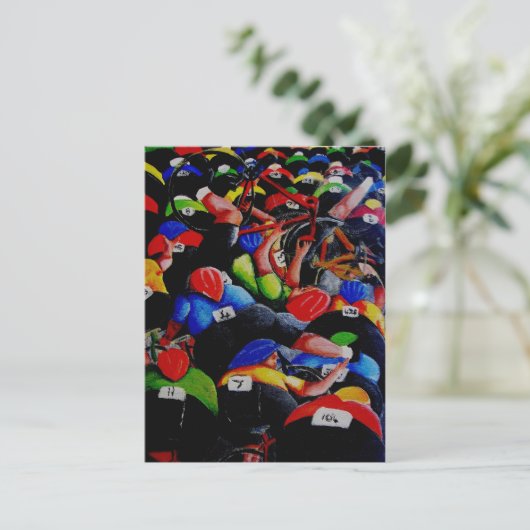 Cycle Race Crash Postcard von Lyn Hurring Postkarte (Stehend Vorderseite)