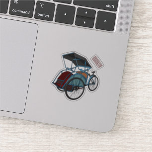 Cycle Rickshaw Cartoon Illustration Aufkleber