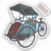 Cycle Rickshaw Cartoon Illustration Aufkleber (Vorderseite)
