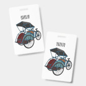 Cycle Rickshaw Cartoon Illustration Ausweis (Vorder- & Rückseite)