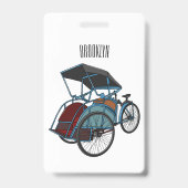 Cycle Rickshaw Cartoon Illustration Ausweis (Rückseite)