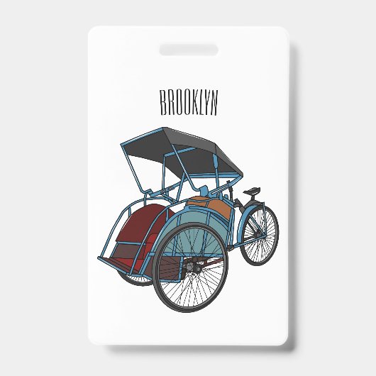 Cycle Rickshaw Cartoon Illustration Ausweis (Vorderseite)