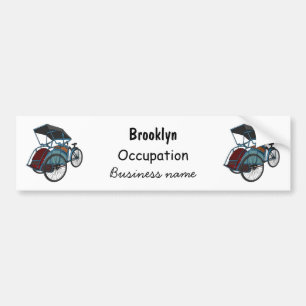 Cycle Rickshaw Cartoon Illustration Autoaufkleber