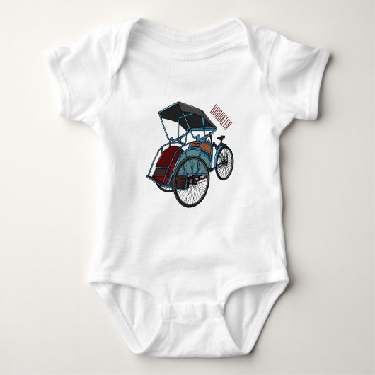 Cycle Rickshaw Cartoon Illustration Baby Strampler (Vorderseite)